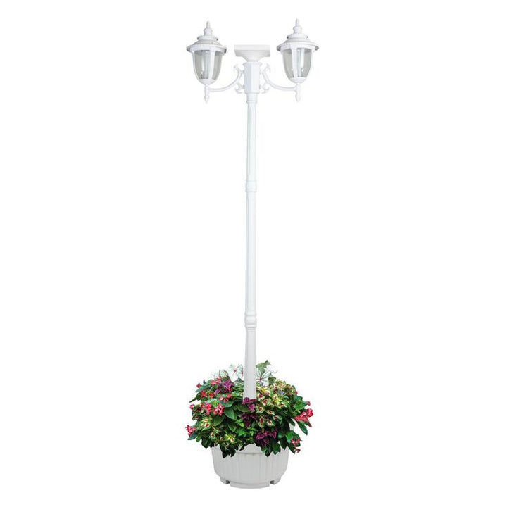 Hannah 2-Light Outdoor White Integrated LED Solar Lamp Post an Planter