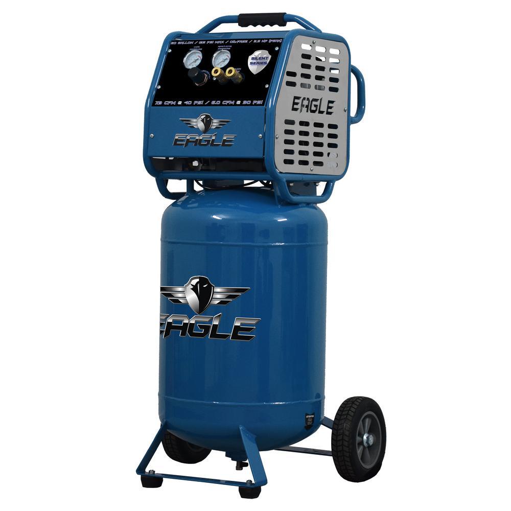 Silent Series, 2.5 HP Electric 115-Volt, Oil Free, 20 Gal. Vertical Portable - Super Arbor
