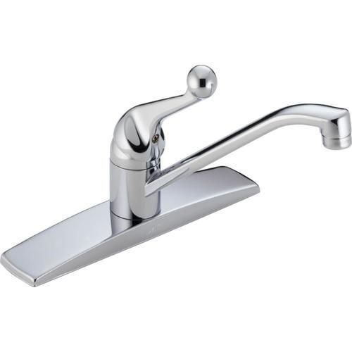 Delta Classic Chrome 1-Handle Deck-Mount Low-Arc Handle Kitchen Faucet (Deck Plate Included)