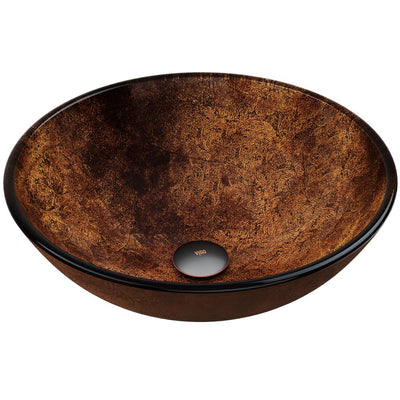 VIGO Russet Handmade Countertop Glass Round Vessel Bathroom Sink - Super Arbor