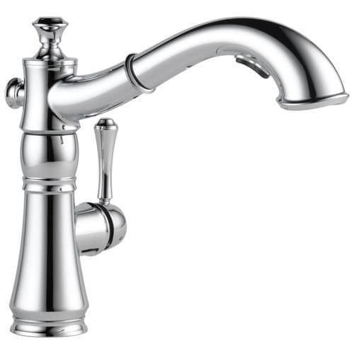 Delta Cassidy Chrome 1-Handle Deck-Mount Pull-Out Handle Kitchen Faucet