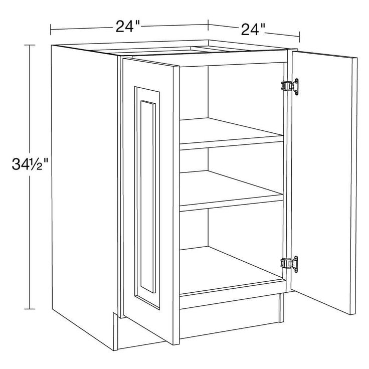 Home Decorators Collection Grayson 24 in. W x 24 in. D x 34.5 in. H Assembled Plywood Full Height Door Base Kitchen Cabinet in Pacific White