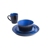 32-Piece Casual Blue and Black Stoneware Dinnerware Set (Set for 8)