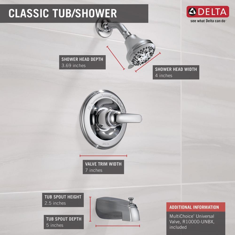 Classic Single-Handle 5-Spray Tub and Shower Faucet in Chrome (Valve Included) - Super Arbor