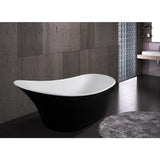 63.6 in. Acrylic Reversible Drain Oval Slipper Flatbottom Freestanding Bathtub in Black and White - Super Arbor