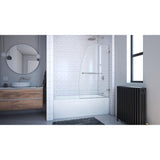 DreamLine Aqua Uno 34 5/16 in. W x 58 in. H Frameless Hinged Tub Door, Brushed Nickel