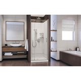Flex 36 in. x 36 in. x 76.75 in. Pivot Shower Kit Door in Brushed Nickel with Center Drain White Base and Back Walls Kit - Super Arbor