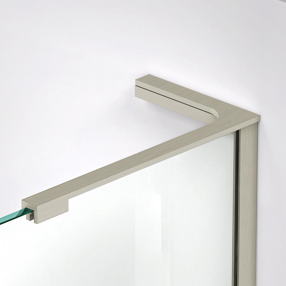 Prism Plus 36 in. D x 36 in. W x 72 in. H Semi-Frameless Neo-Angle Hinged Shower Enclosure in Brushed Nickel Hardware - Super Arbor