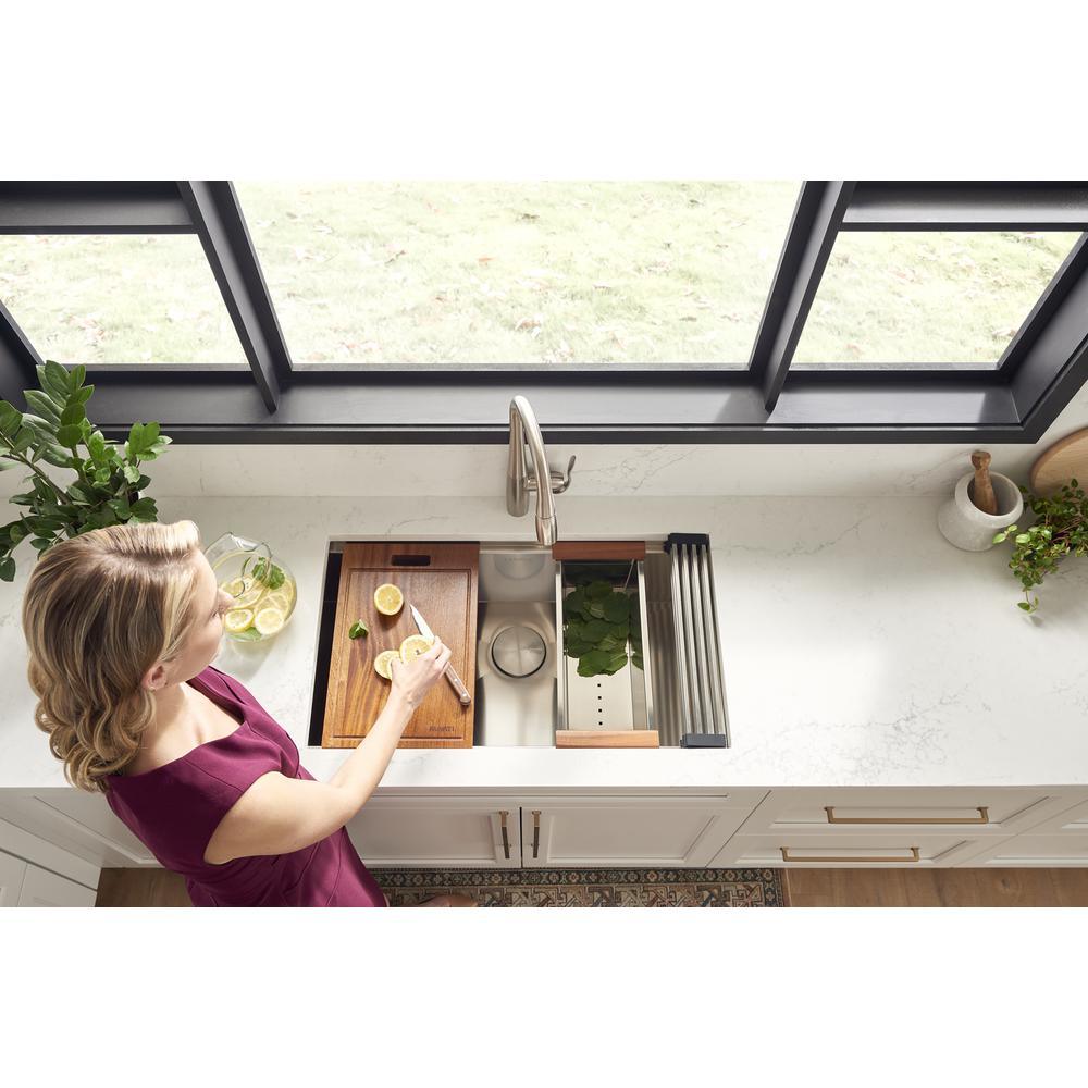 30 in. Single Bowl Undermount 16-Gauge Stainless Steel Ledge Kitchen Sink with Sliding Accessories - Super Arbor
