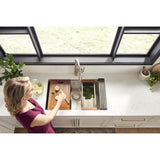 33 in. Double Bowl 50/50 Undermount 16-Gauge Stainless Steel Ledge Workstation Kitchen Sink with Accessories - Super Arbor