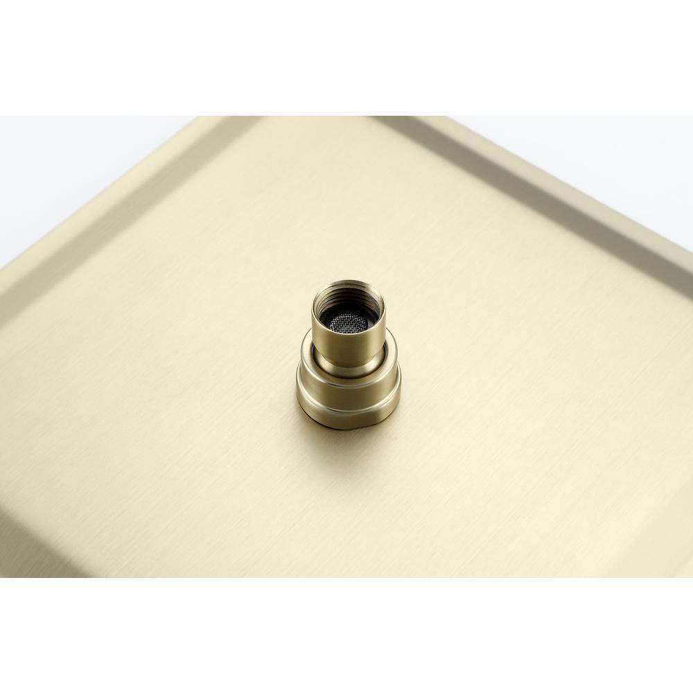 1-Spray Patterns with 2.66 GPM 10 in. Wall Mount Dual Shower Heads with Rough-In Valve Body and Trim in Brushed Gold - Super Arbor