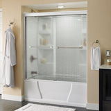 Lyndall 60 in. x 58-1/8 in. Semi-Frameless Traditional Sliding Bathtub Door in Chrome with Rain Glass - Super Arbor