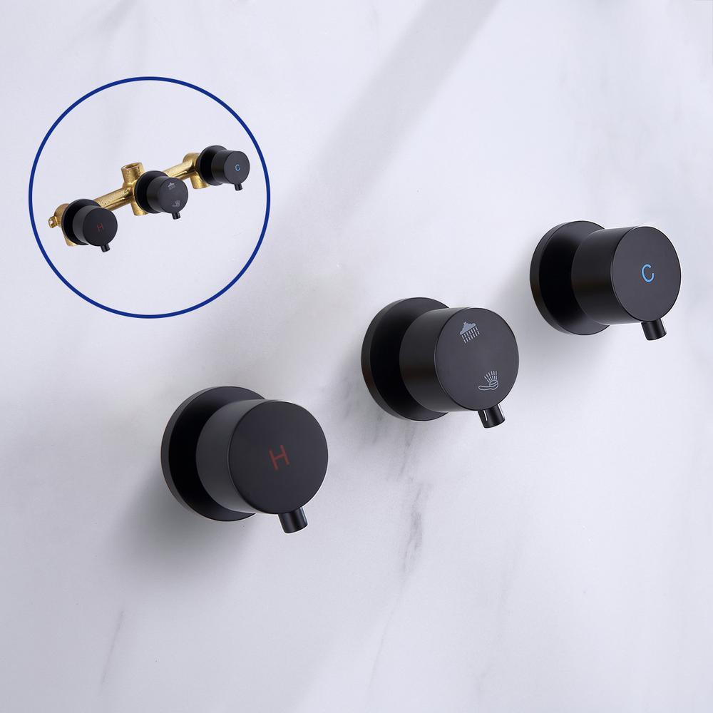 1-Spray Patterns with 1.5 GPM 10 in. Wall Mount Dual Shower Heads with Body Spray High Pressure in Matte Black - Super Arbor