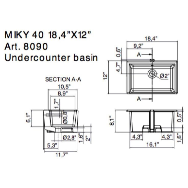 Nameeks Miky Undermount Bathroom Sink in White