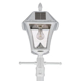 Baytown II Bulb White Resin Solar Warm-White Integrated LED Outdoor Post Light and Lamp Post with EZ-Anchor Base
