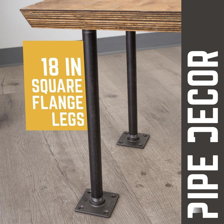 3/4 in. x 1.5 ft. L Black Steel Pipe Square Flange Table Leg Kit (Set of 4)
