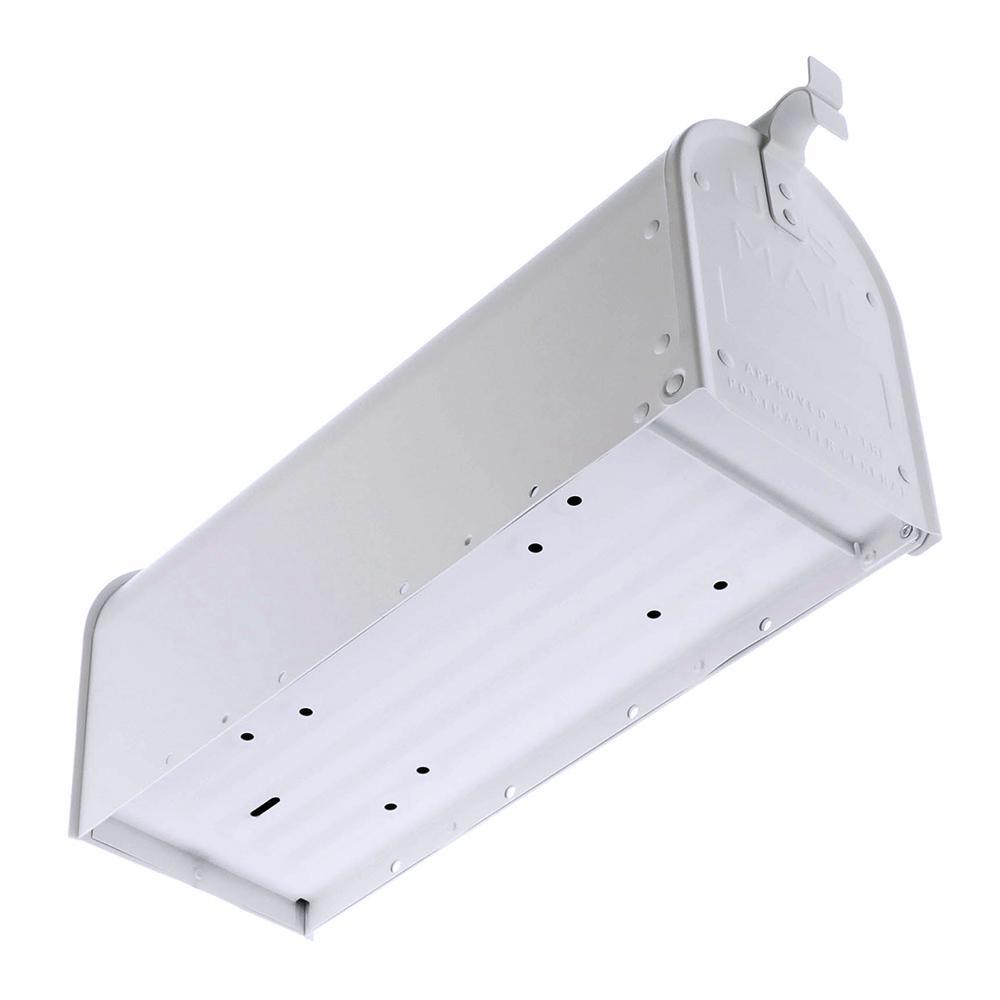 Admiral Medium, Aluminum, Post-Mount Mailbox, Textured White - Super Arbor