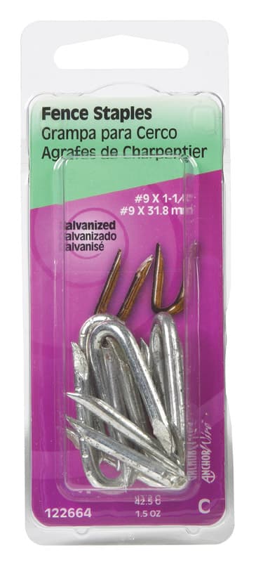 Hillman 1/4 in W x 1-1/4 in L Galvanized Steel Fence Staples, 9 Ga, 1-1/2 oz