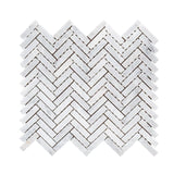 Jeffrey Court Jet Stream White Herringbone 10 in. x 11 in. x 8 mm Honed Marble Stone Mosaic Wall/Floor Tile