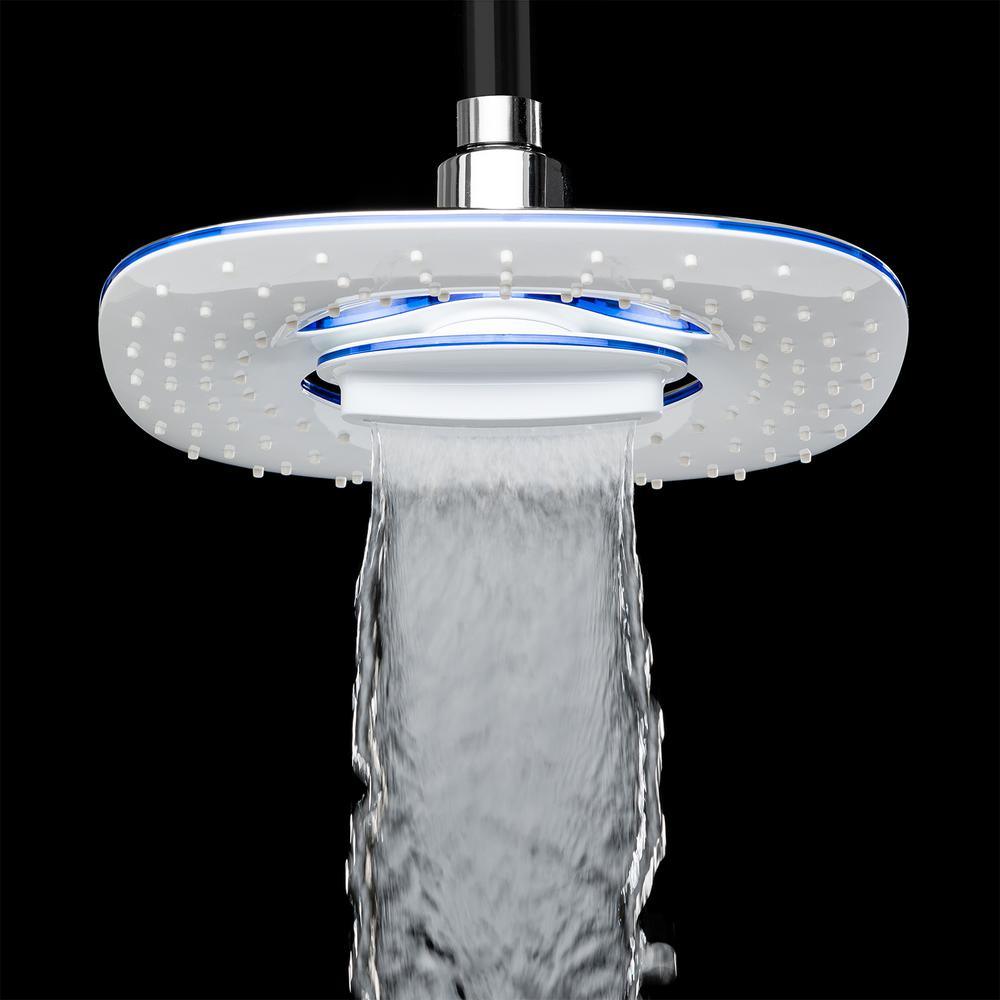 2-Spray 7.88 in. Single Wall Mount Waterfall Fixed Adjustable Shower Head in Chrome - Super Arbor