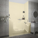 NOVA Heated Wheelchair Accessible 5 ft. walk-in bathtub with 6 in. Tile Easy Up Adhesive Wall Surround in Biscuit - Super Arbor