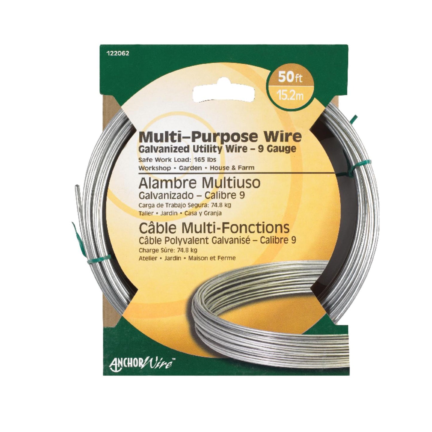 Hillman 50 ft Galvanized Steel Utility Wire, 9 Gauge