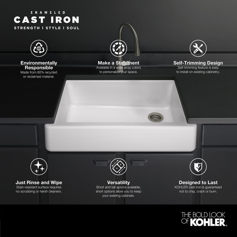 Whitehaven Undermount Farmhouse Apron Front Cast Iron 36 in. Single Bowl Kitchen Sink in White - Super Arbor
