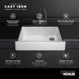 Whitehaven Farmhouse Apron Front Self-Trimming Cast Iron 30 in. Single Bowl Kitchen Sink in White - Super Arbor