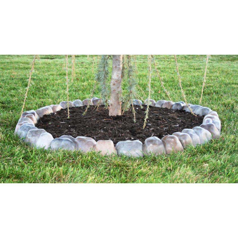 Edgestone 4 in. x 12 in. x 3 in. Multi-Colored Concrete Overlapping RIVER ROCK Edging (10-Pack) - Super Arbor
