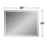 48 in. x 36 in. LED Lighted Single Frameless Bathroom Mirror
