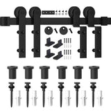 8 ft./96 in. Single Track Bypass Sliding Barn Door Hardware Kit for Double Doors Low Ceiling - Super Arbor