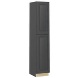 Home Decorators Collection Grayson 18 in. W x 24 in. D x 96 in. H Assembled Plywood Pantry Kitchen Cabinet in Deep Onyx with Soft Close LH