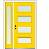 53 in. x 81.75 in. Celeste Clear Low-E Glass Right-Hand 4-Lite Eclectic Painted Steel Prehung Front Door with Sidelite - Super Arbor
