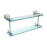 Que New 22 in. L x 8 in. H x 5 in. W 2-Tier Clear Glass Bathroom Shelf with Gallery Rail in Satin Nickel - Super Arbor