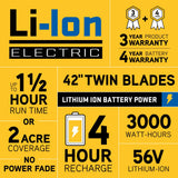 Cub Cadet XT1 Enduro LT 42 in. 56-Volt 60 Ah Battery Lithium-Ion Electric Front Engine Riding Lawn Tractor - Super Arbor