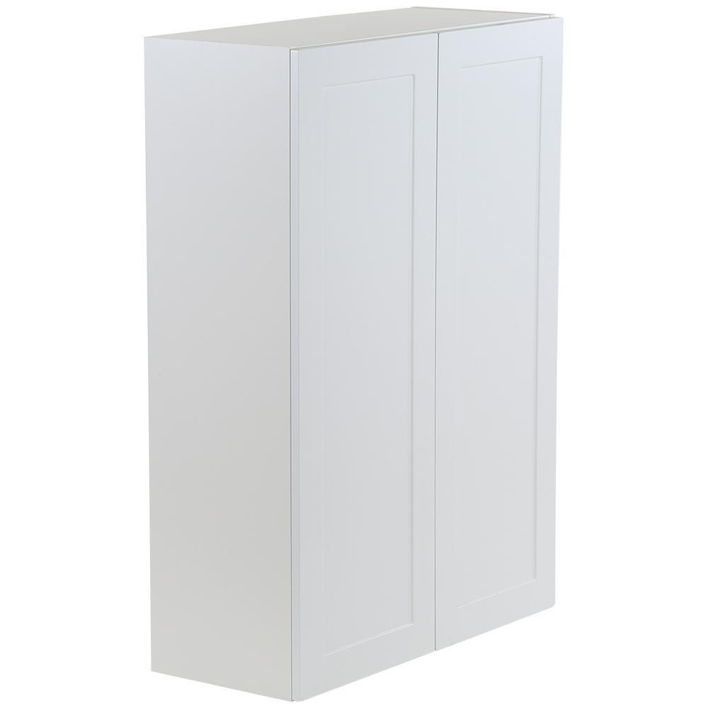 Cambridge Shaker Assembled 30x42x12.5 in. Wall Cabinet with 2 Soft Close Doors in White - Super Arbor