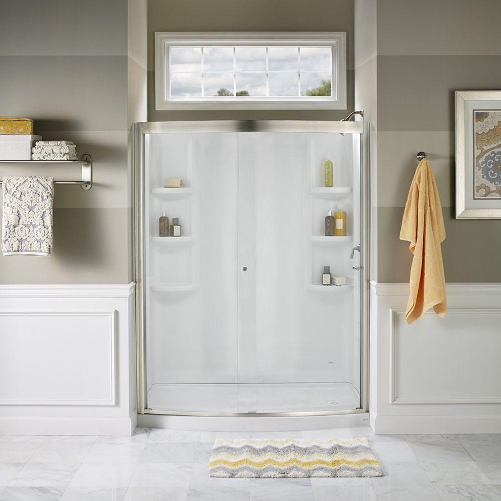 Ovation Curve 30 in. x 48 in. Single Threshold Shower Base in Arctic White - Super Arbor