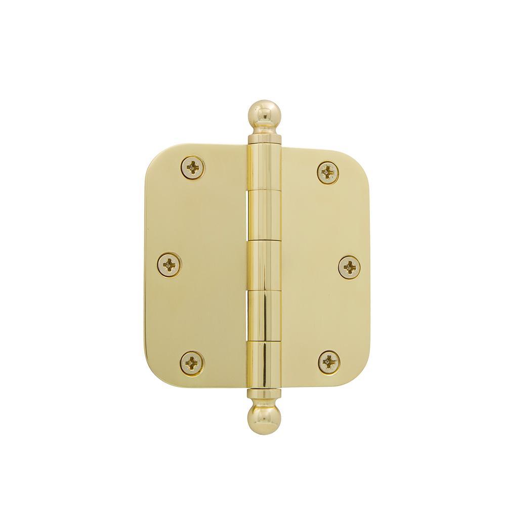 Nostalgic Warehouse 3.5 in. Antique Pewter Ball Tip Residential Hinge with 5/8 in. Radius Corners - Super Arbor