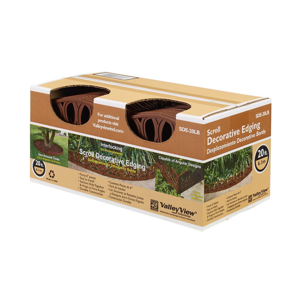 Valley View Industries 13.5 in. x 7 in. x 6.25 in. Light Brown Polypropylene Scroll Decorative Edging (40-Pieces) - Super Arbor