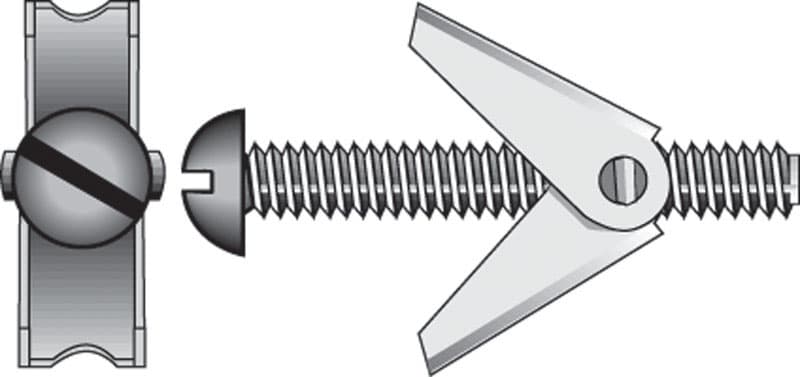 Hillman 1/4 in. Diameter x 3 in. Length Round Head Steel Toggle Bolt, Zinc-Plated — 1 Pack