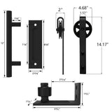 5 ft./60 in. Black Steel Bent Strap Sliding Barn Door Track and Hardware Kit with 12 in. Square Pull and Flush Handle - Super Arbor