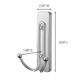 Brushed Nickel Large Double Hook (1-Hook and 1-Adhesive Strip) - Super Arbor