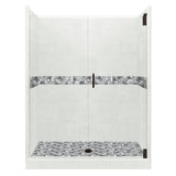 Del Mar Grand Hinged 36 in. x 54 in. x 80 in. Center Drain Alcove Shower Kit in Natural Buff and Satin Nickel Hardware - Super Arbor