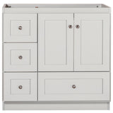 Shaker 30 in. W x 21 in. D x 34.5 in. H Vanity with Left Drawers Cabinet Only in Satin White - Super Arbor