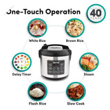 20-Cup Silver Rice Cooker with Food Steamer and Slow Cooker Functions