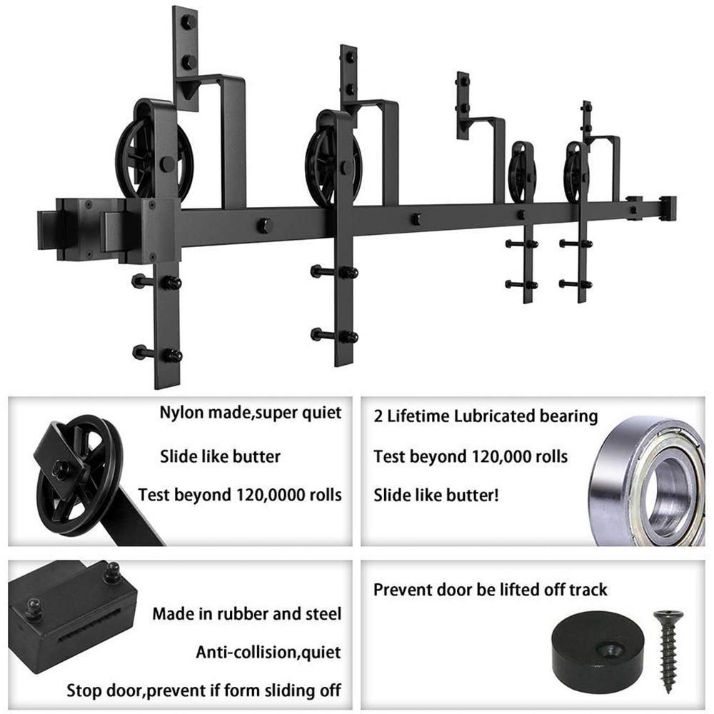 10 ft./120 in. Sliding Bypass Barn Door Hardware Track Kit for Double Doors with Non-Routed Floor Guide - Super Arbor