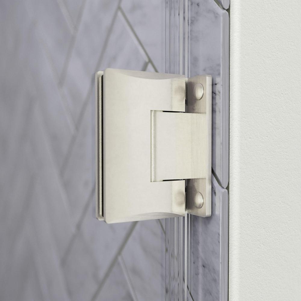 Ametrine 48 in. x 76 in. Heavy Frameless Hinge Shower Door in Brushed Nickel with 5/16 in. (8 mm) Clear Glass - Super Arbor