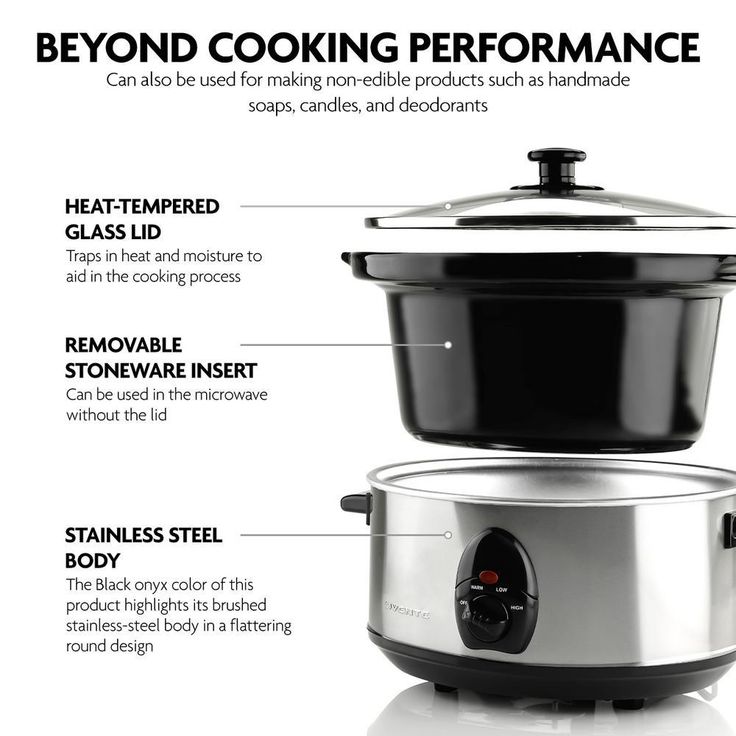 3.7 Qt. Stainless Steel Electric Slow Cooker with Heat-Tempered Glass Lid, Adjustable Temperature Control, (SLO35ABR)