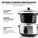 3.7 Qt. Stainless Steel Electric Slow Cooker with Heat-Tempered Glass Lid, Adjustable Temperature Control, (SLO35ABR)