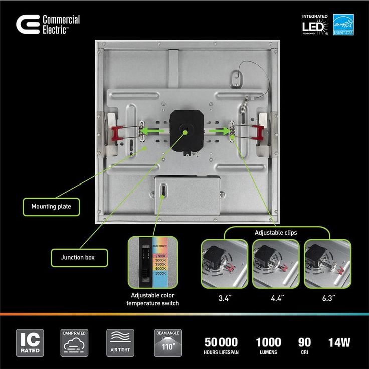 Commercial Electric Flexinstall Panel 12 in. x 12 in. White Integrated LED Flat Panel Light with 5CCT Plus DuoBright